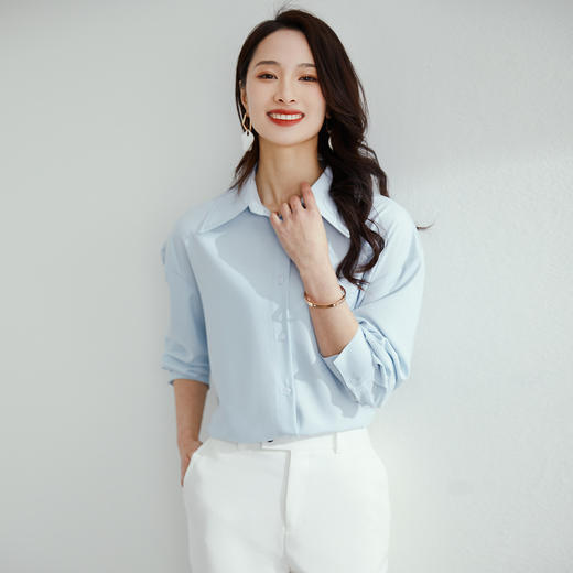【气质纯色】罗蒙春秋款女士长袖衬衫时尚大口袋经典方领衬衣女 商品图4