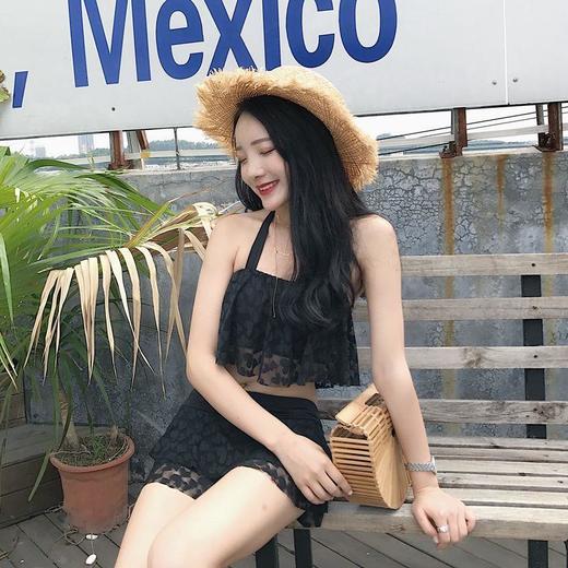 黛唯梵 学生韩版ins泳衣 女分体裙式性感保守 小胸聚拢两件套泳装 商品图3