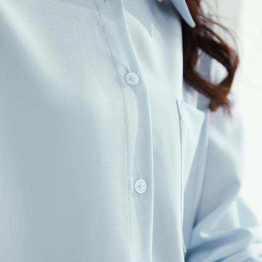 【气质纯色】罗蒙春秋款女士长袖衬衫时尚大口袋经典方领衬衣女 商品图7