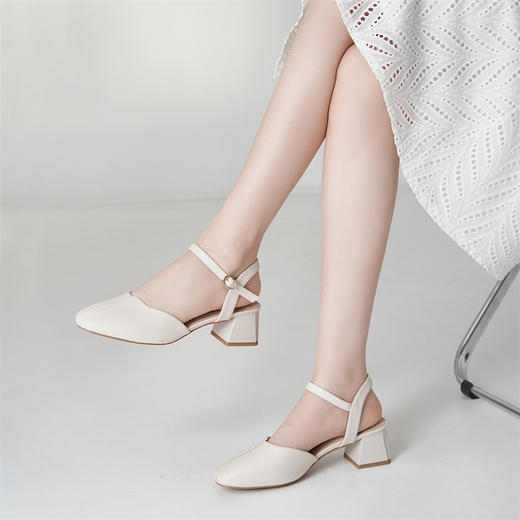 【ZHR】包头凉鞋女2022年夏季新款仙女风晚晚鞋粗跟玛丽珍单凉高跟鞋合集 商品图3