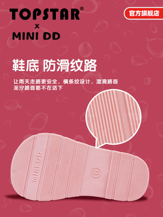 TOPSTAR&MINI DD儿童雨靴男童防滑水靴女童可爱水鞋幼儿园胶鞋 闪 商品图4