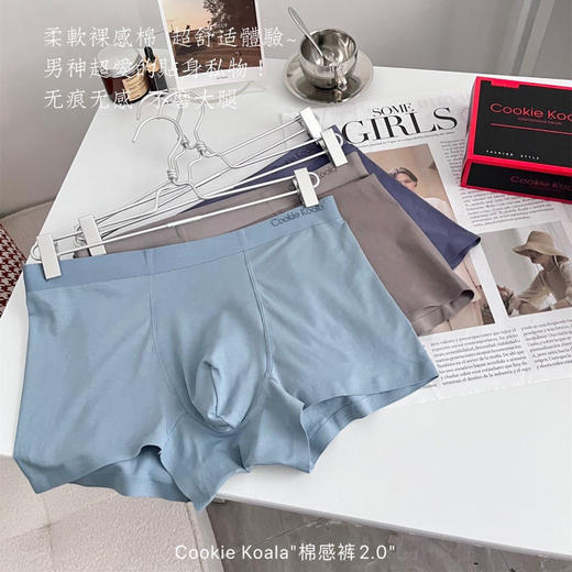 黛唯梵棉感裤2.0莫代尔男士平角裤四角裤中腰无痕裸感吸湿透气盒装内裤 商品图0