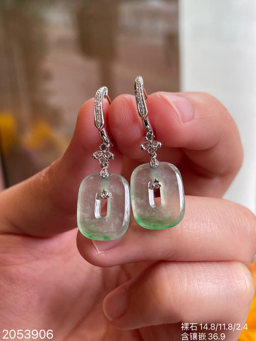 2053906，飘翠方扣耳坠，23999 商品图3
