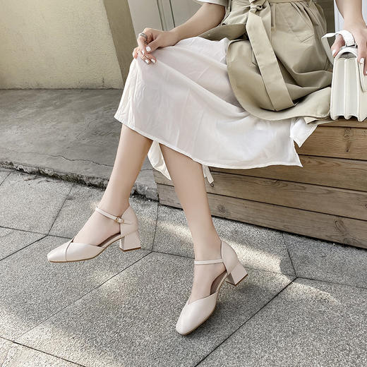 【ZHR】包头凉鞋女2022年夏季新款仙女风晚晚鞋粗跟玛丽珍单凉高跟鞋合集 商品图1