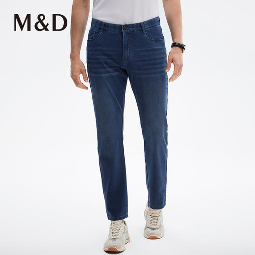 MD名盾黑科技四面弹高弹夏季薄款休闲男士百搭直筒牛仔蓝色长裤 商品图2