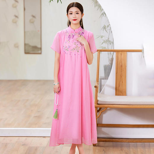 中国风茶服，夏季仙气改良汉服旗袍连衣裙中式服装大码LX22036 商品图3