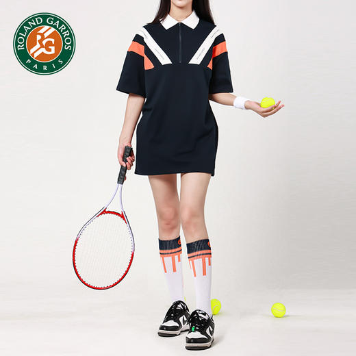 罗兰加洛斯2022法网网球裙女Polo领连衣裙夏季新款宽松运动裙 商品图0