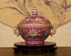 胭脂红扒花缠枝莲双耳果盒 商品缩略图0