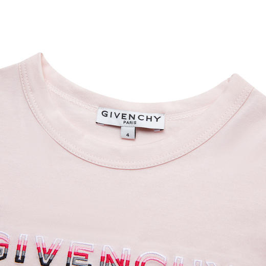 GIVENCHY 纪梵希 奢侈品童装 女童粉色棉质LOGO印花长袖T恤 H15215 商品图3