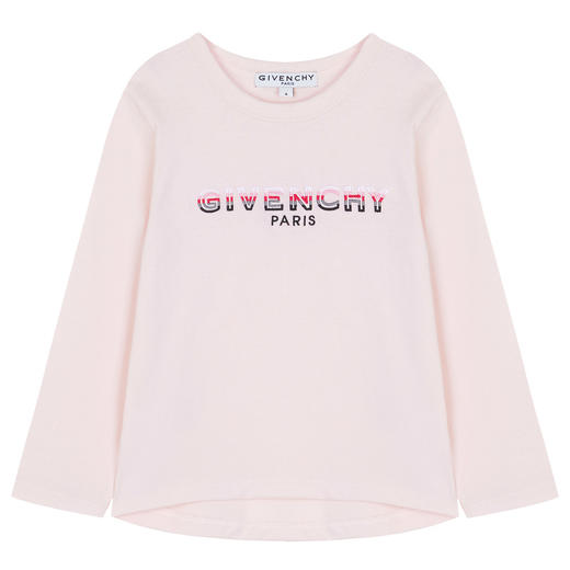 GIVENCHY 纪梵希 奢侈品童装 女童粉色棉质LOGO印花长袖T恤 H15215 商品图0