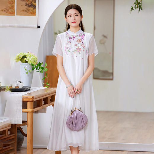 中国风茶服，夏季仙气改良汉服旗袍连衣裙中式服装大码LX22036 商品图0