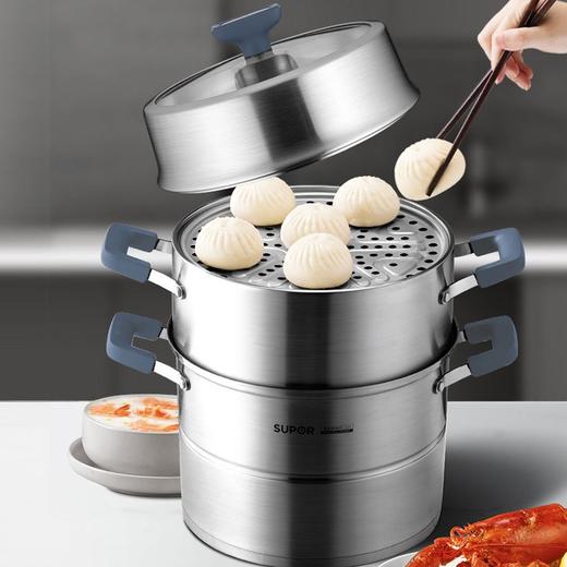 苏泊尔（509698）(SUPOR)味鲜Ⅱ.不串味三层可折叠不锈钢复底蒸锅带整格磁炉通用 SZ28E5 28cm 商品图1