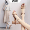 【ZHR】编织凉鞋女2023年夏季新款时尚粗跟外穿罗马中跟仙女风女鞋 商品缩略图2