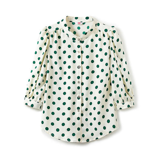 波点印花雪纺衬衫女夏新款宽松大码七分袖上衣洋气漂亮泡泡袖小衫  TR-HGH6925 商品图4