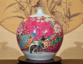 胭脂红富贵荣华石榴瓶