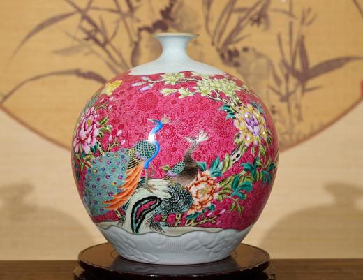 胭脂红富贵荣华石榴瓶 商品图0