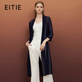 EITIE爱特爱春秋季新款五分长袖轻薄时尚长款风衣薄款外套6604301
