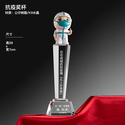 抗击疫情奖杯定制医护士志愿者奖牌定做高档纪念品抗疫荣誉留念品 商品图3