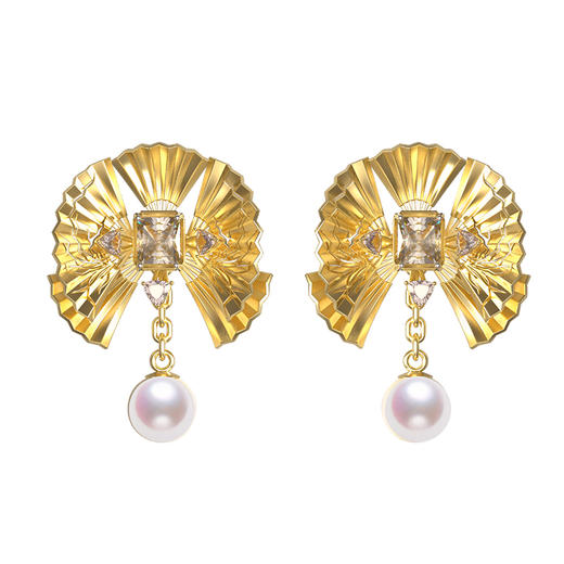 宫里的世界&美颂之光 雅扇珍珠耳环 可单耳佩戴 预售7天 商品图4