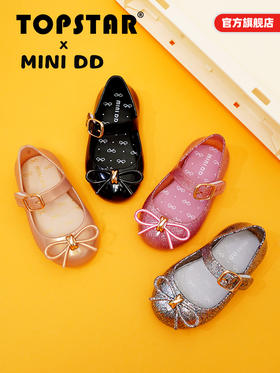 TOPSTAR&MINI DD宝宝夏季鞋子软底防滑女童蝴蝶结凉鞋防滑公主 黑色
