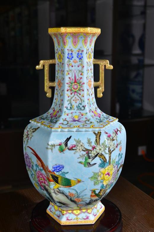 锦堂富贵六方双耳瓶 商品图0