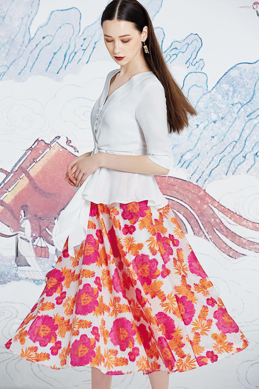 【伯妮斯茵】172B056--玫红色半裙--云浮景山--《洛神赋》 商品图2