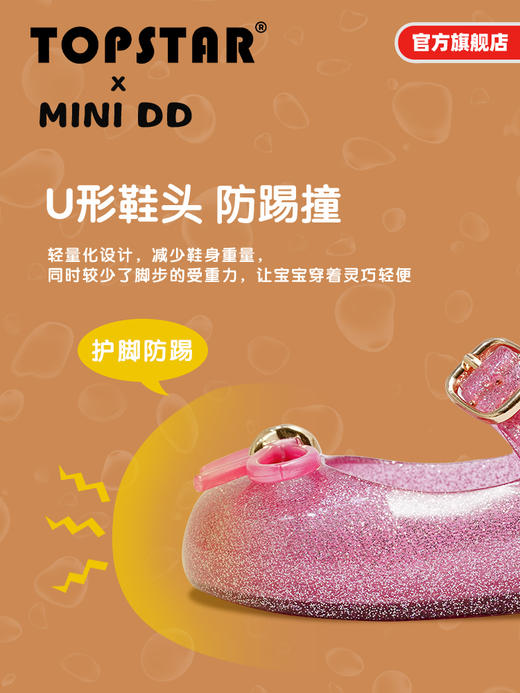 TOPSTAR&MINI DD宝宝夏季鞋子软底防滑女童蝴蝶结凉鞋防滑公主 黑色 商品图2
