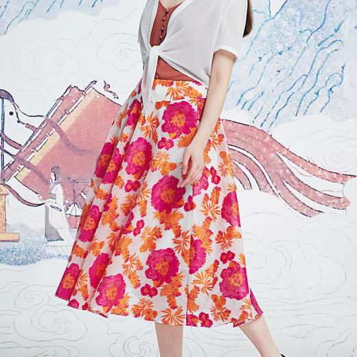 【伯妮斯茵】172B056--玫红色半裙--云浮景山--《洛神赋》 商品图1