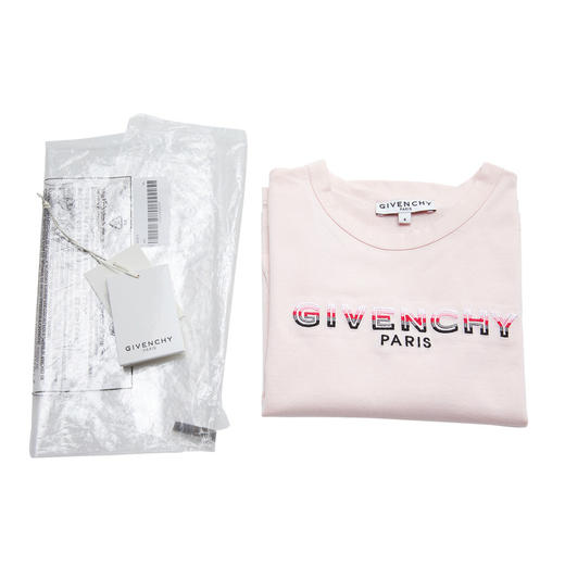 GIVENCHY 纪梵希 奢侈品童装 女童粉色棉质LOGO印花长袖T恤 H15215 商品图2