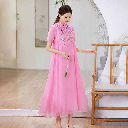 中国风茶服，夏季仙气改良汉服旗袍连衣裙中式服装大码LX22036 商品图4
