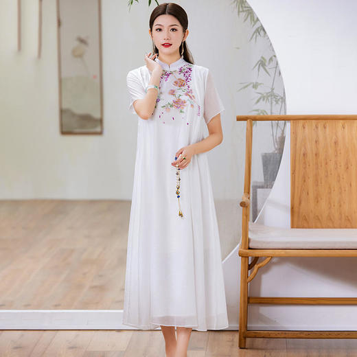中国风茶服，夏季仙气改良汉服旗袍连衣裙中式服装大码LX22036 商品图2