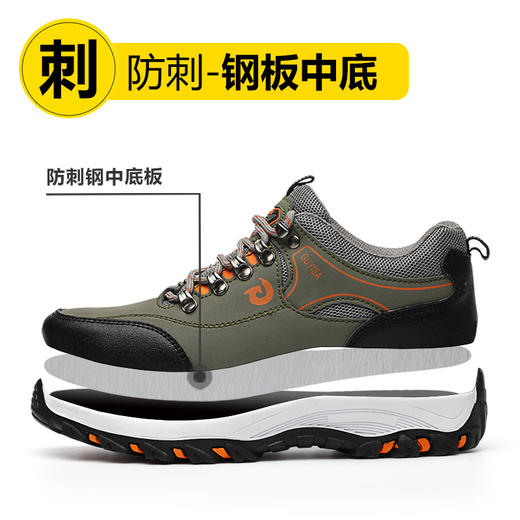 防水皮面男士劳保鞋防砸防刺橡胶大底钢包头钢底板 商品图3