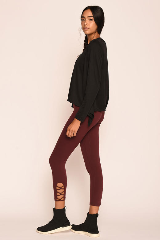 裸感高弹腿部织带九分紧身裤 商品图2