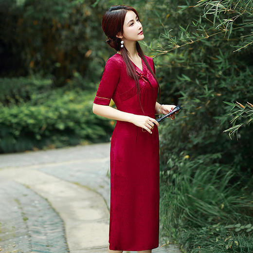 气质中国风，改良版旗袍裙仿花萝民国名媛性感连衣裙HZJ555 商品图2