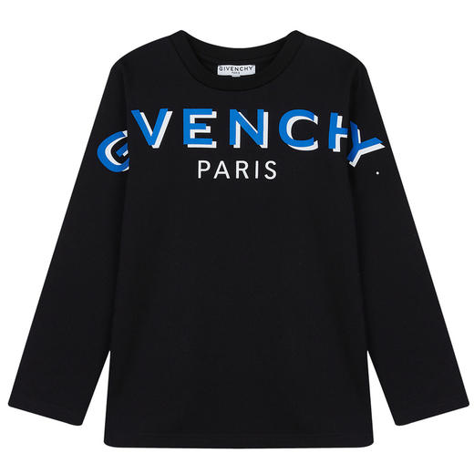 GIVENCHY 纪梵希 童装男童黑色字母印花T恤 H25285 商品图0