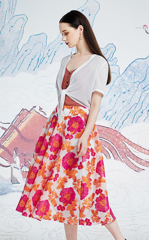 【伯妮斯茵】172B056--玫红色半裙--云浮景山--《洛神赋》 商品图3