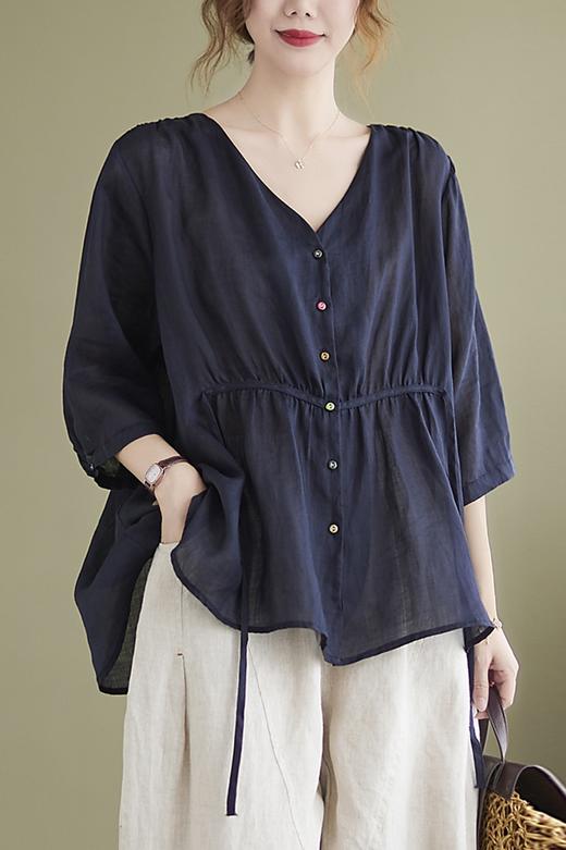 裁缝学苑AQ78 轻熟风衣服大码短袖棉麻V领小衫上衣纸样女装打板图 商品图4