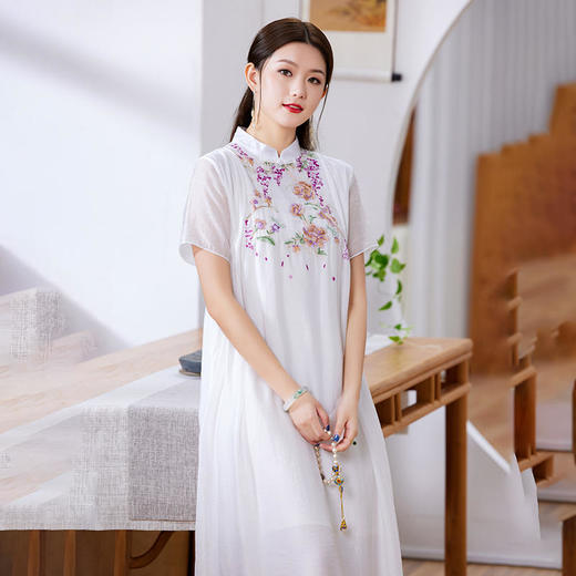 中国风茶服，夏季仙气改良汉服旗袍连衣裙中式服装大码LX22036 商品图1