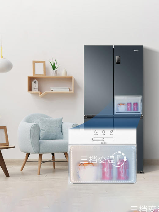 【节能之星系列】海尔466L大容量十字对开门变频一级风冷无霜冰箱BCD-466WGHTDEDC9 商品图1