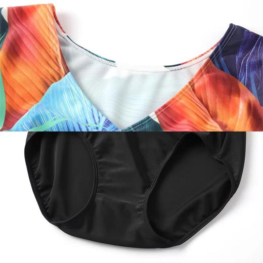 安莉芳印花长袖连裙式体泳衣女士遮肚显瘦泳装ES00176 商品图3