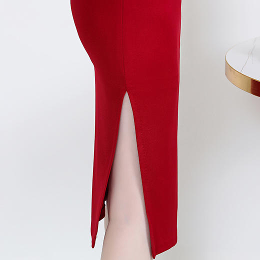 时尚年轻婆婆夏季立领红色旗袍，新款气质婚宴礼服连衣裙YZL-2135 商品图3