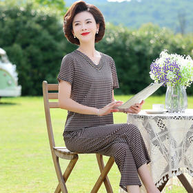 TM676504030876 洋气夏装套装女2022新款中老年人夏季短袖t恤上衣两件套