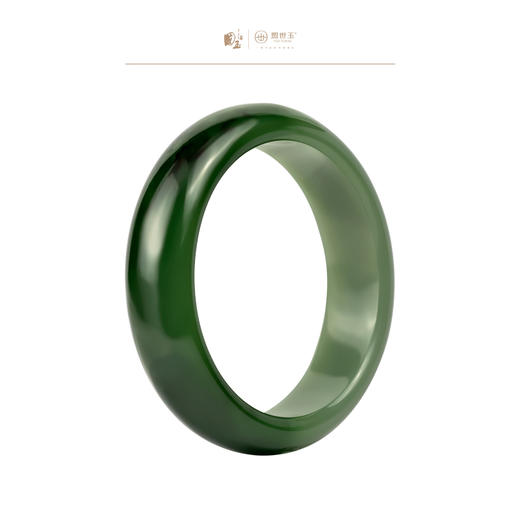 新疆国玉盟世玉和田玉碧玉手镯 圈口57.5【带证书·顺丰物流】 商品图0