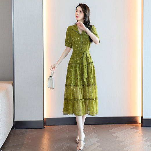 2022新款夏季减龄气质收腰裙中长款女装时尚连衣裙  HR-LJY-Z5125 商品图0
