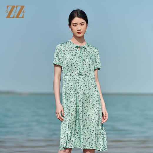佐尔美夏季新款 桑蚕丝真丝小碎花连衣裙女E22LS25 商品图0