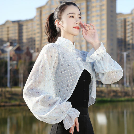 S5810 防晒衣女夏季新款短款长袖遮阳防晒服透气防紫外线薄款开车披肩 商品图5