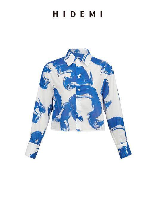 HIDEMI 度假系列自由之地蓝色手绘印花四件套 短衬衫/背心/半身裙/丝巾 商品图11