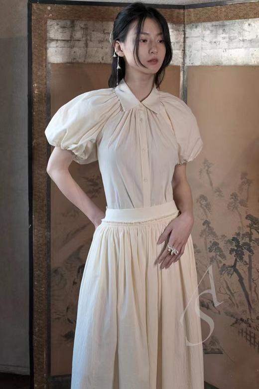 Ashlyn  米白色GINA抽褶半裙 商品图6