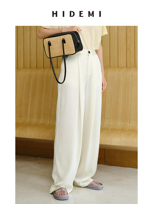 HIDEMI 度假系列浮雕水波纹设计感丝巾式廓形套装 上衣/长裤 商品图9