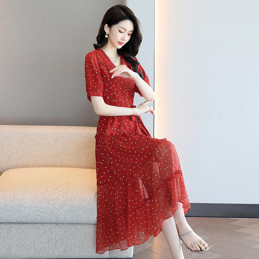 2022新款夏季减龄气质收腰裙中长款女装时尚连衣裙  HR-LJY-Z5125 商品图1